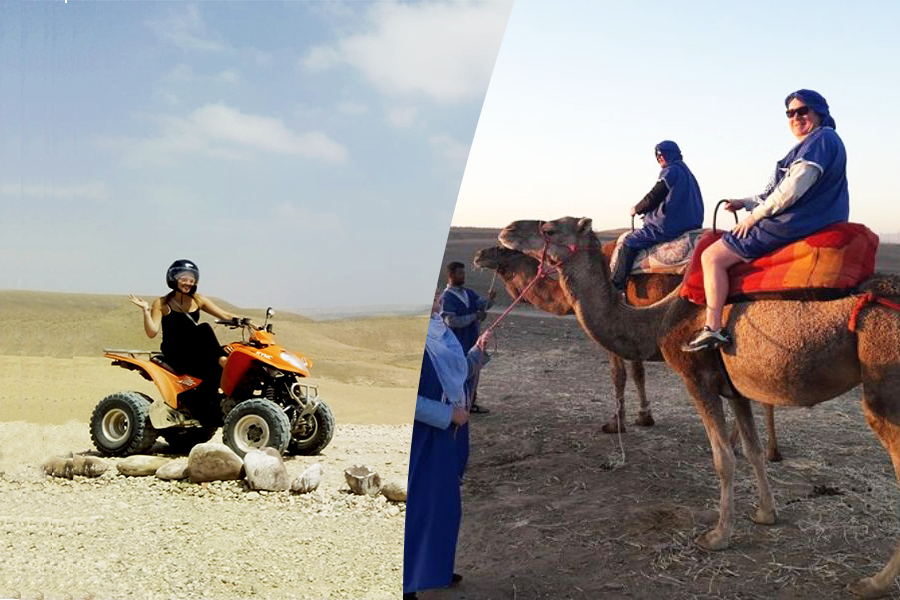 Experiência de passeio de camelo e moto-quatro no deserto rochoso de Agafay