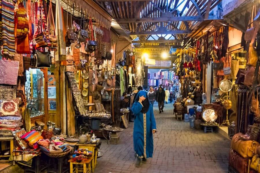 Mercado tradicional de Marrakech e visita à antiga Medina
